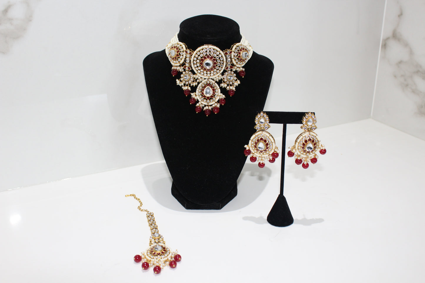 Noor Set - Maroon Red