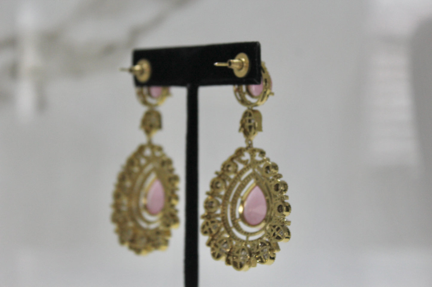 Victorian Grace Moissanite Polki Set - Pink