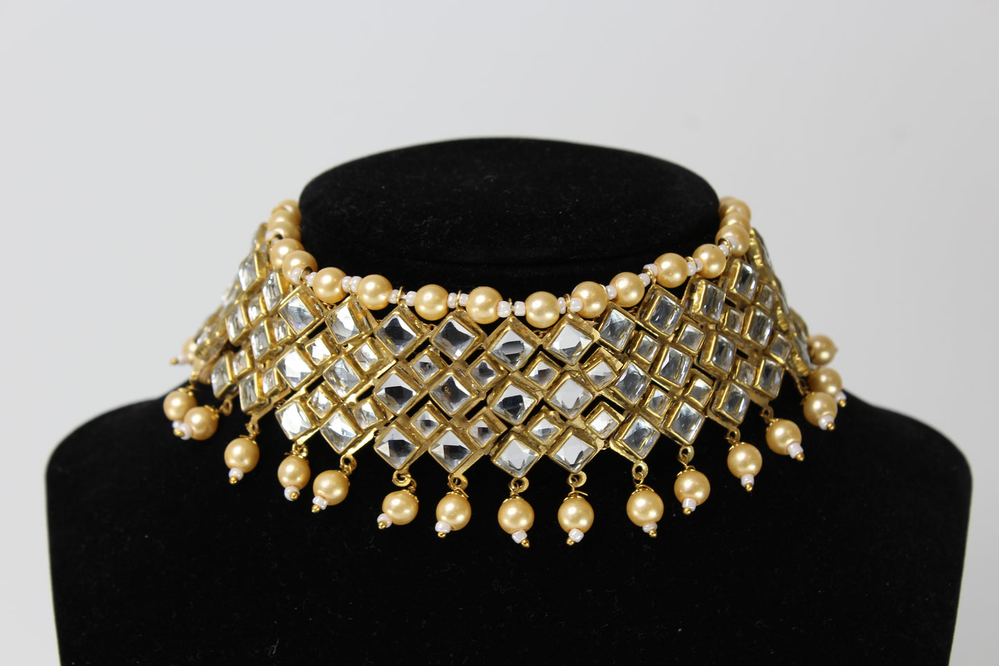 Floral Fantasy Pachi Kundan Choker Set - Gold