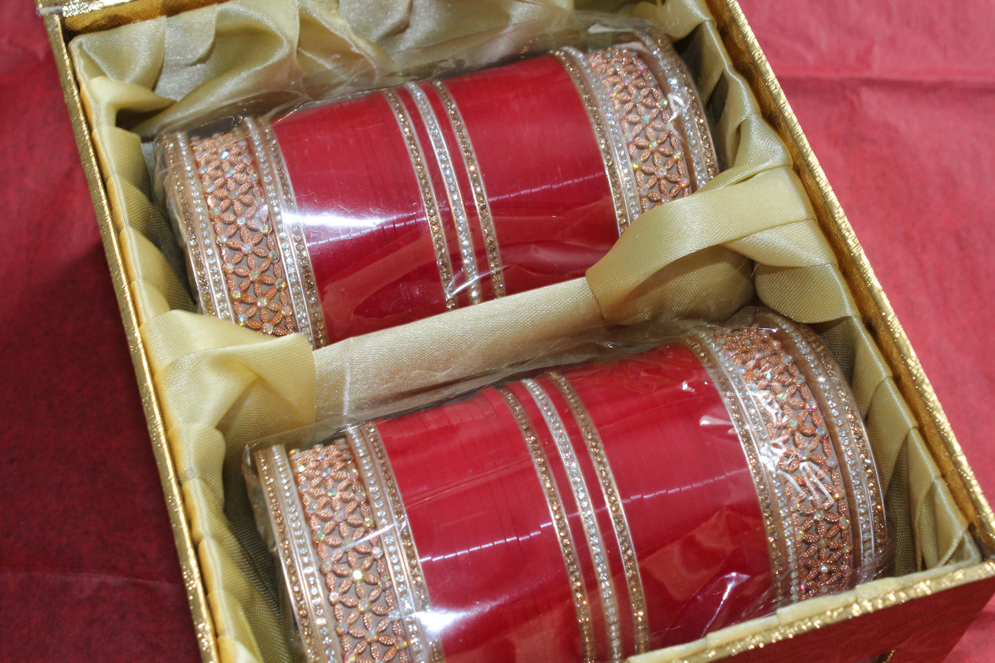 Golden Tradition Bridal Choora - Cherry Red - 2.8