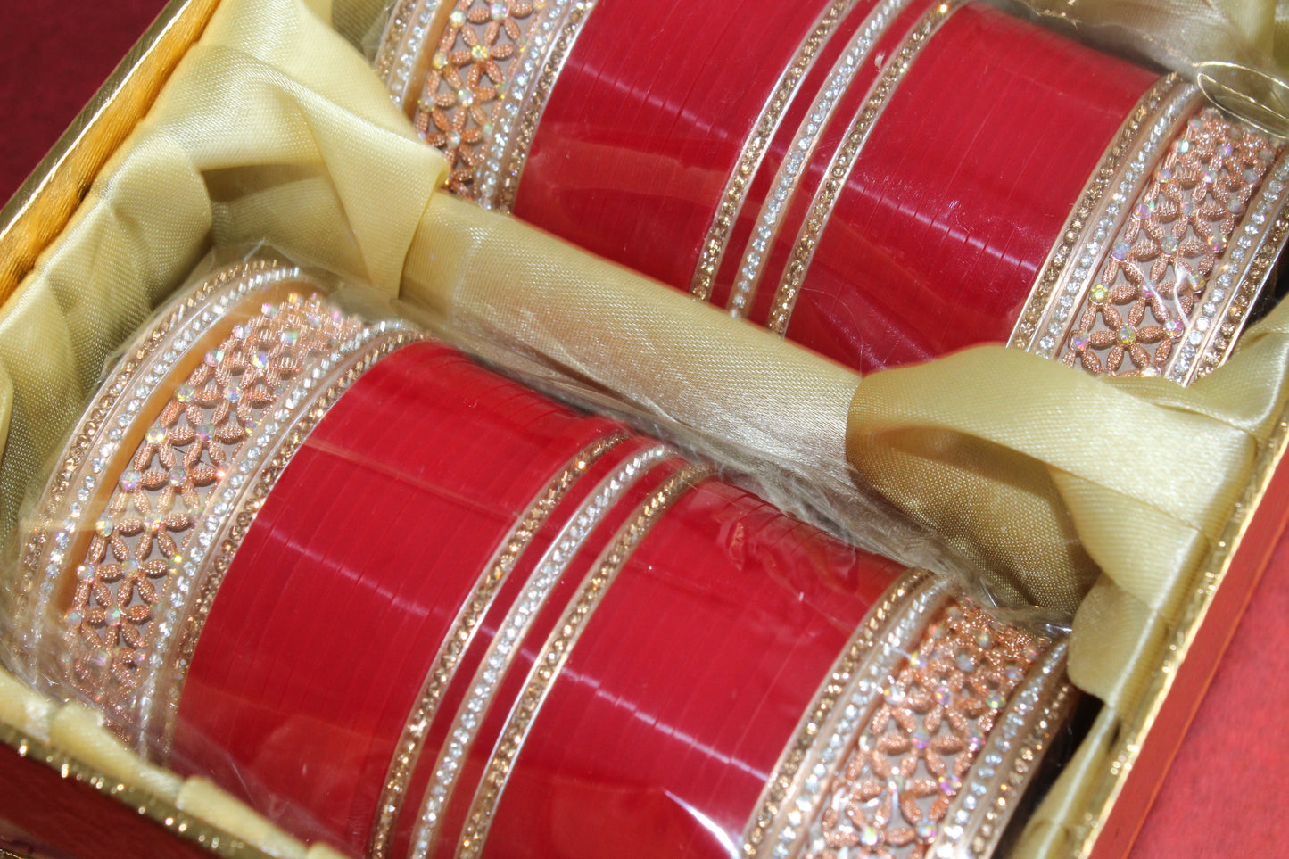 Golden Tradition Bridal Choora - Cherry Red - 2.8
