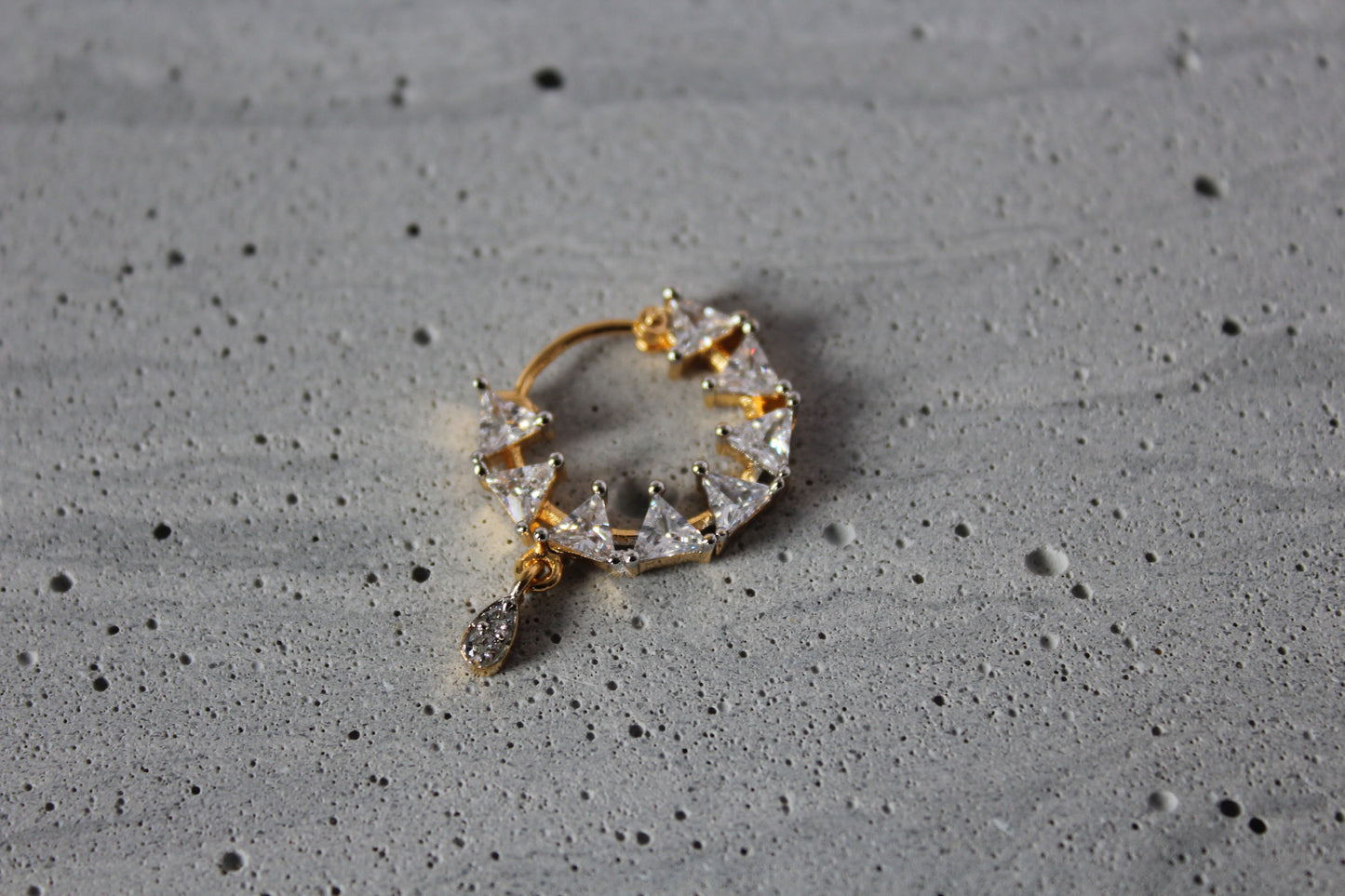 Pyramid Sparkle Nose Ring - Pierced