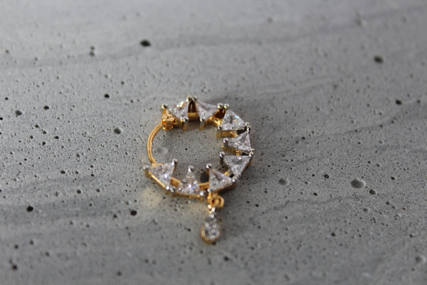 Pyramid Sparkle Nose Ring - Pierced