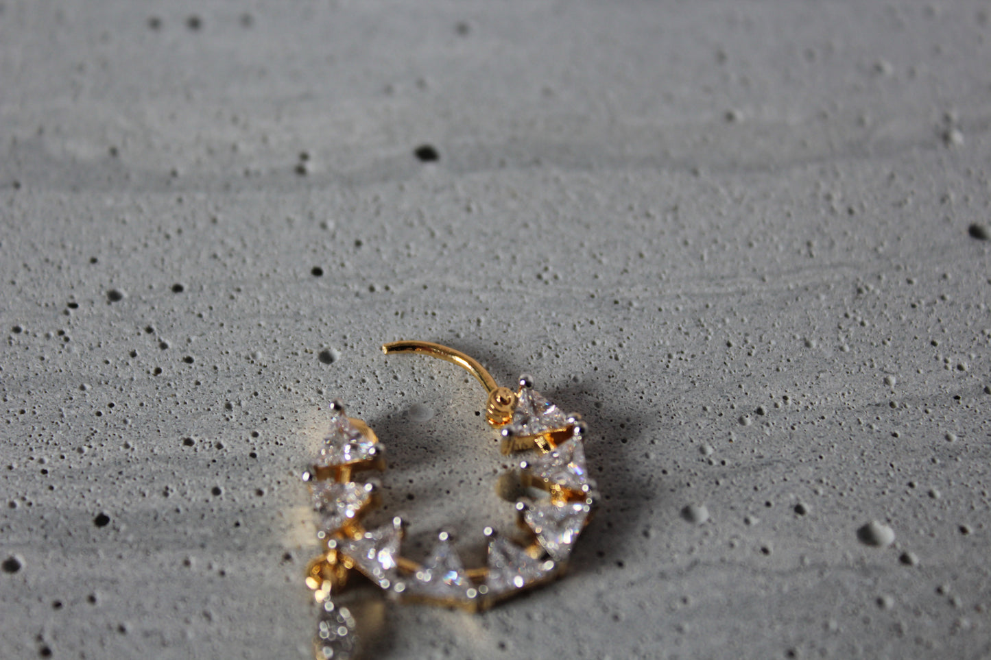 Pyramid Sparkle Nose Ring - Pierced