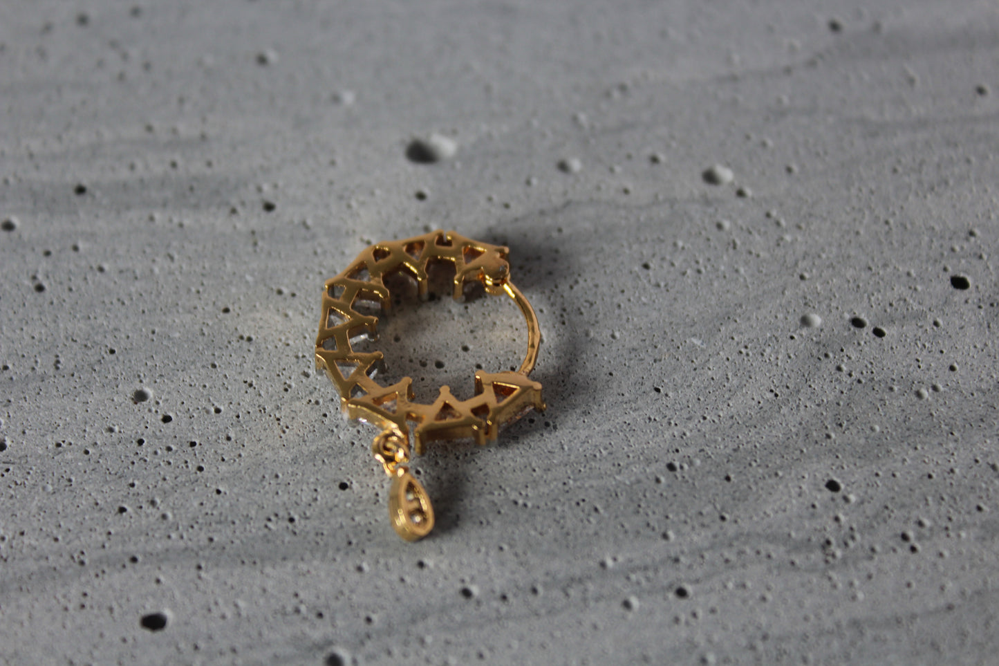 Pyramid Sparkle Nose Ring - Pierced
