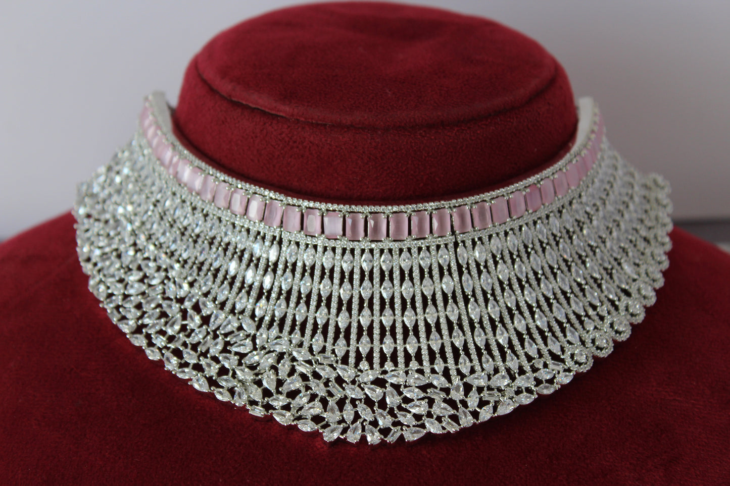 Dewdrop Pink American Diamond Set