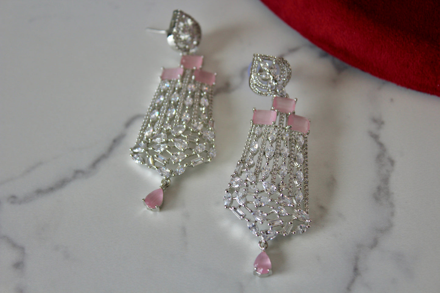 Dewdrop Pink American Diamond Set