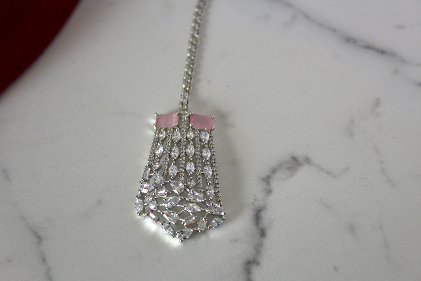 Dewdrop Pink American Diamond Set