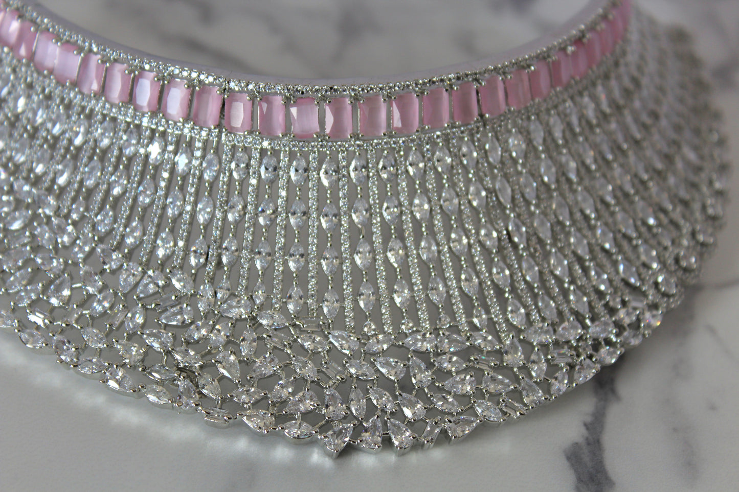 Dewdrop Pink American Diamond Set
