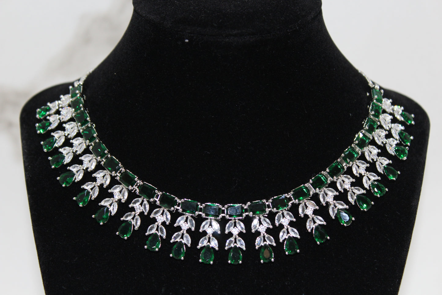 Lumina Royale American Diamond Set - Emerald Green