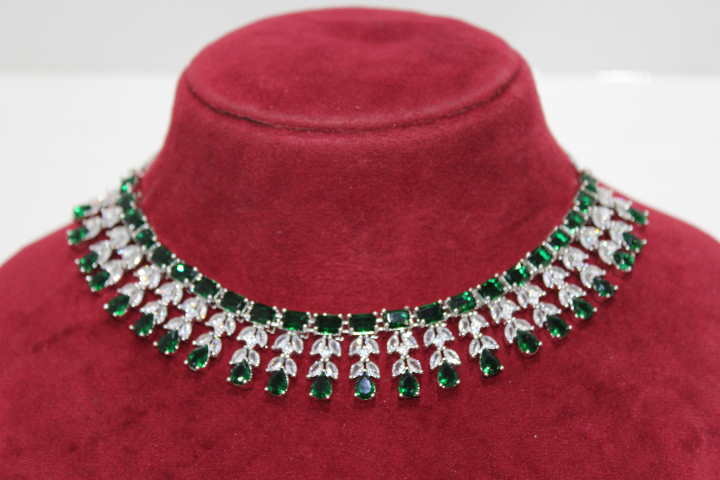 Lumina Royale American Diamond Set - Emerald Green