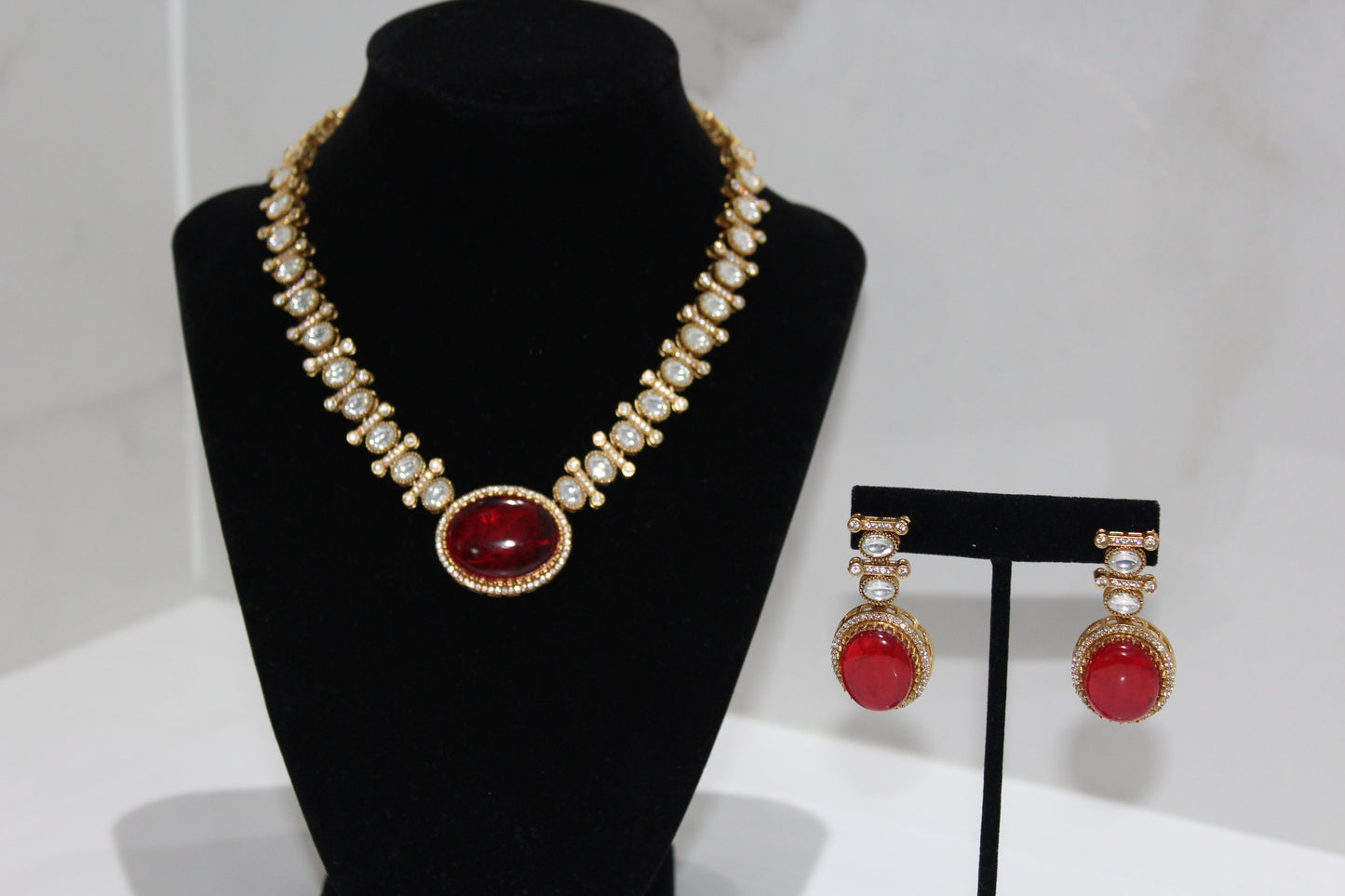 Scarlet Moissanite Polki Set