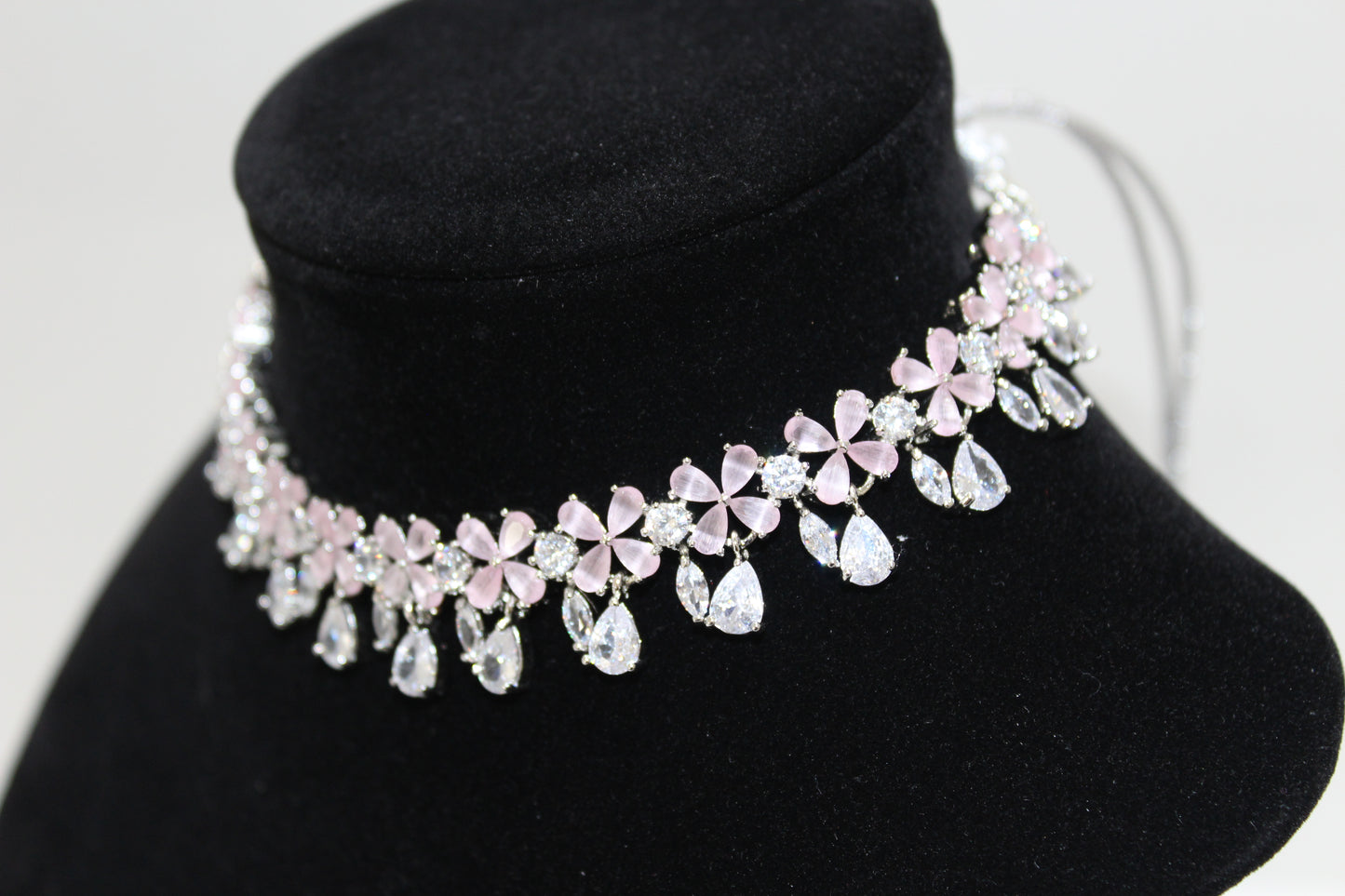 Crystal Petal American Diamond Set - Pink