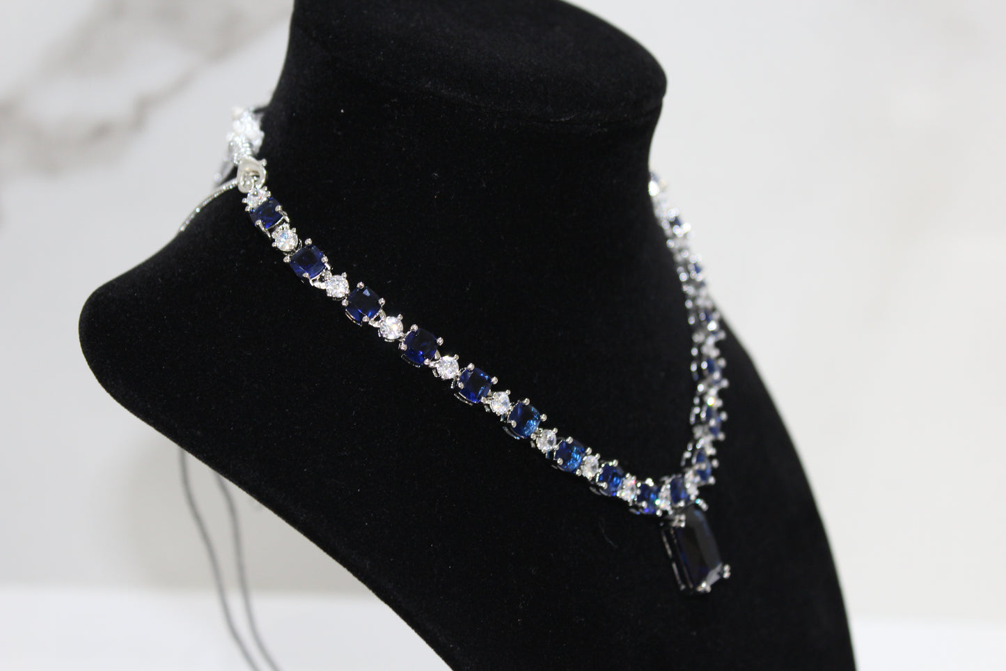 Eternal Grace American Diamond Set - Navy Blue