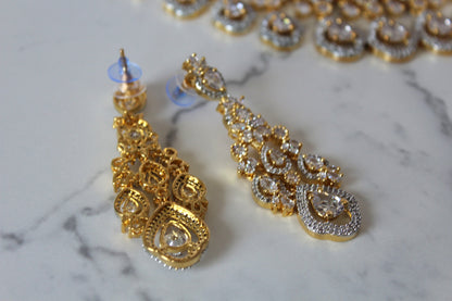 Golden Teardrop American Diamond Set