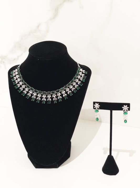 Lumina Royale American Diamond Set - Emerald Green