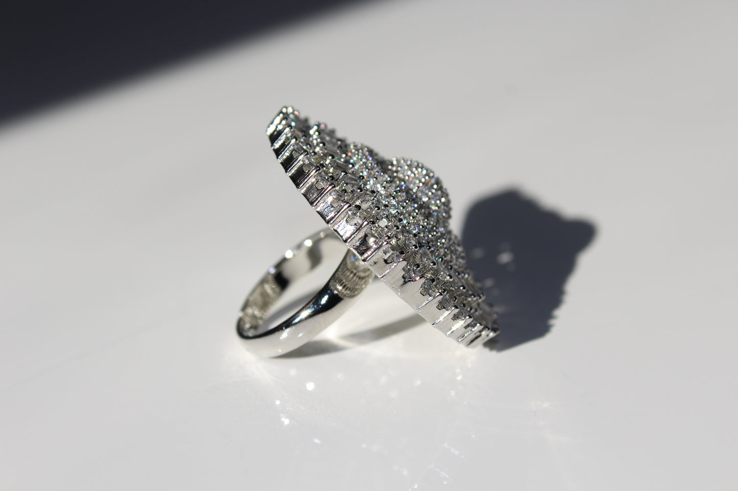 Vivid Silver American Diamond Ring