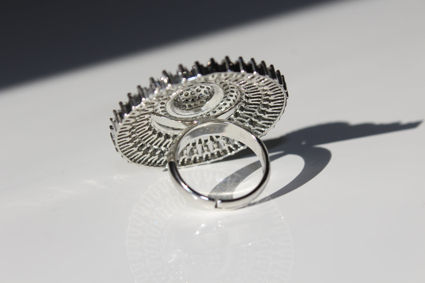 Vivid Silver American Diamond Ring