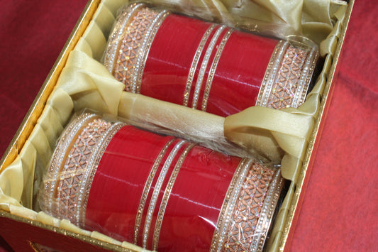 Golden Tradition Bridal Choora - Cherry Red - 2.8