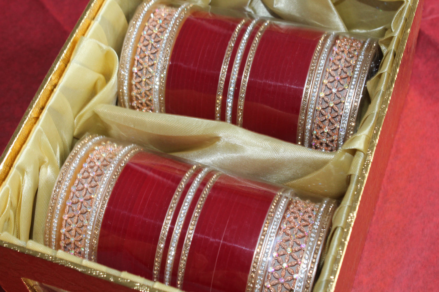 Golden Tradition Bridal Choora - Ruby Red - 2.6