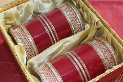 Golden Tradition Bridal Choora - Ruby Red - 2.6