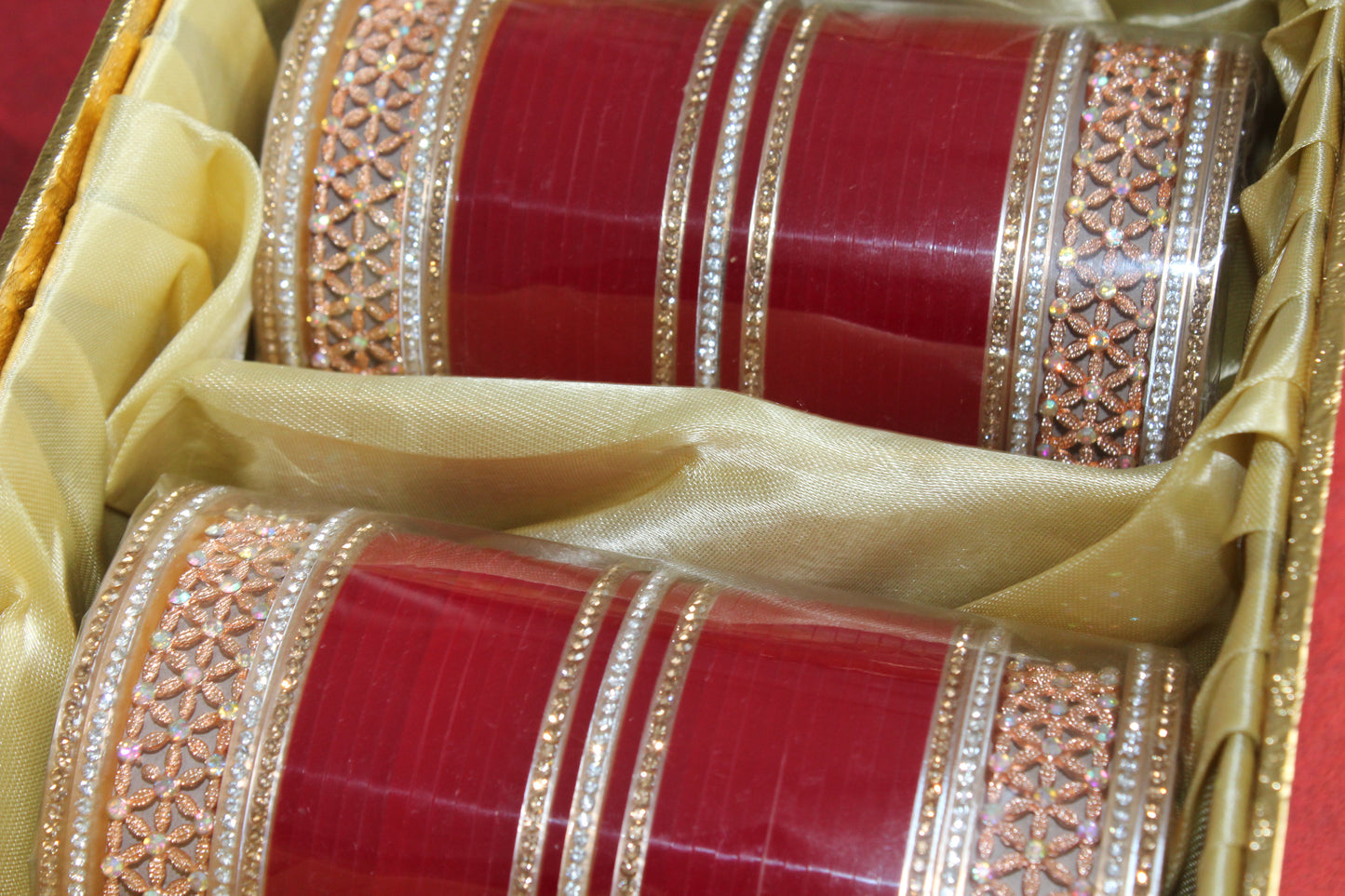 Golden Tradition Bridal Choora - Ruby Red - 2.6