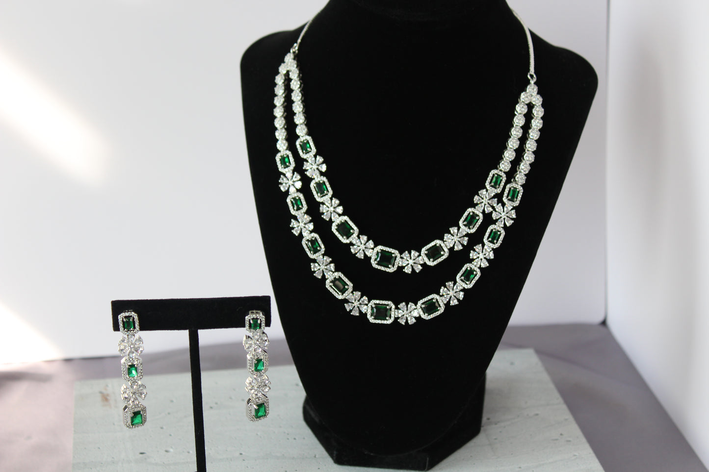 Emerald Euphoria American Diamond Set