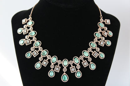 Mint Petal American Diamond Set