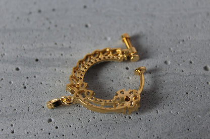 Shimmering Blossom Nose Ring - Gold - Left Side