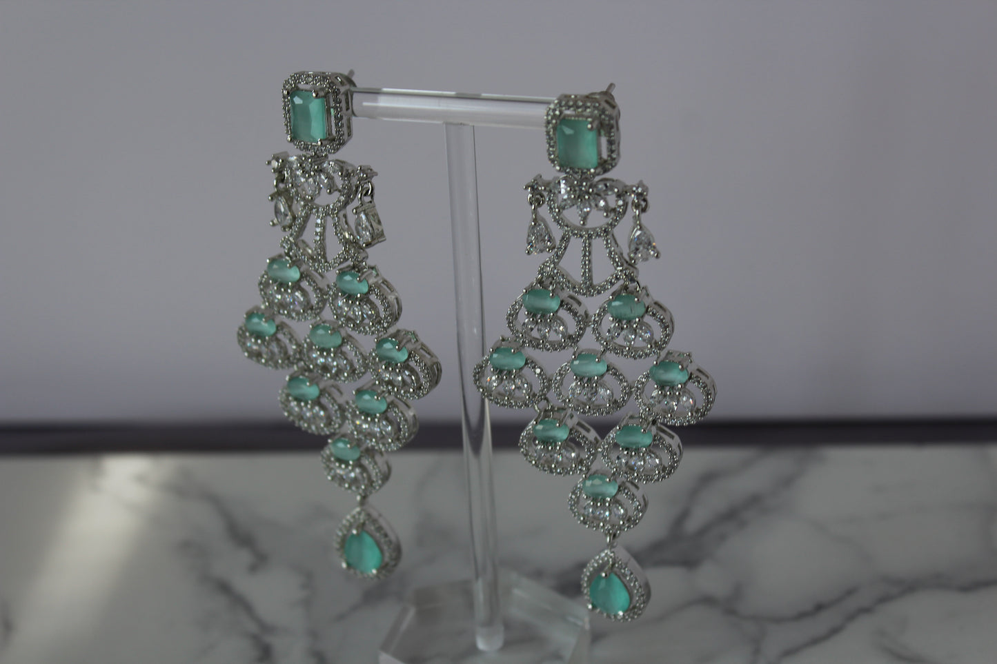 Aqua Bloom American Diamond Set