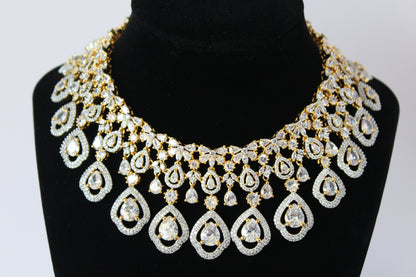 Golden Teardrop American Diamond Set