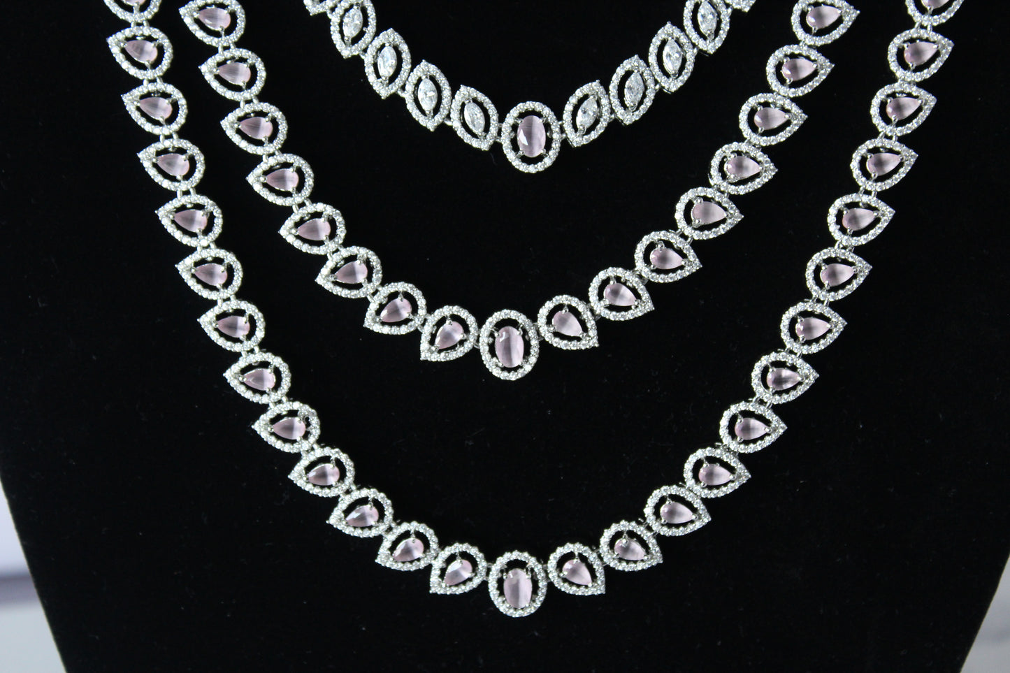 Starlit Layers American Diamond Set - Pink