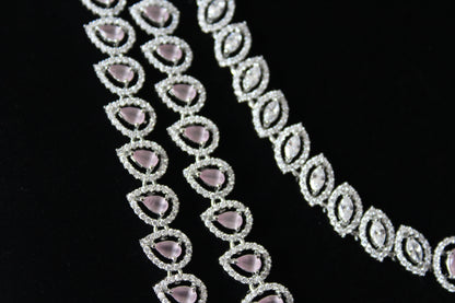 Starlit Layers American Diamond Set - Pink