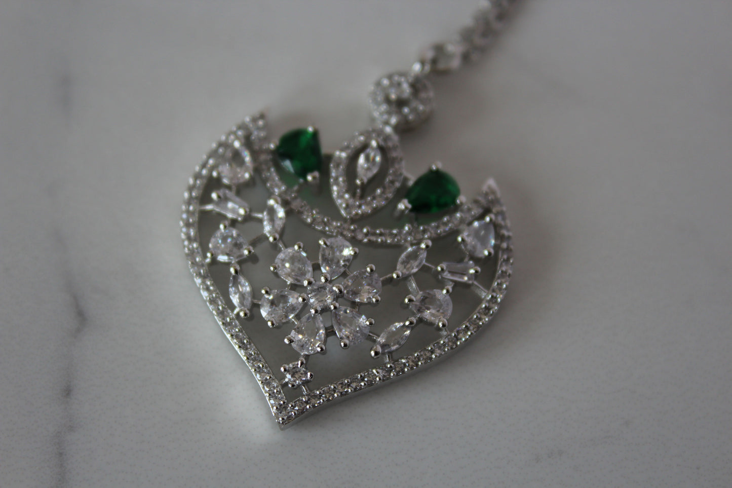 Green Glimmer American Diamond Set