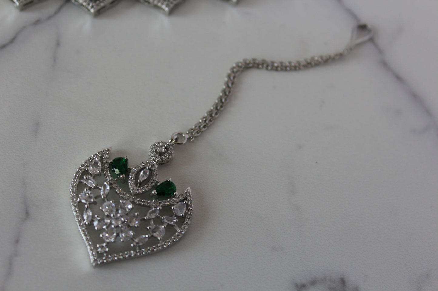 Green Glimmer American Diamond Set