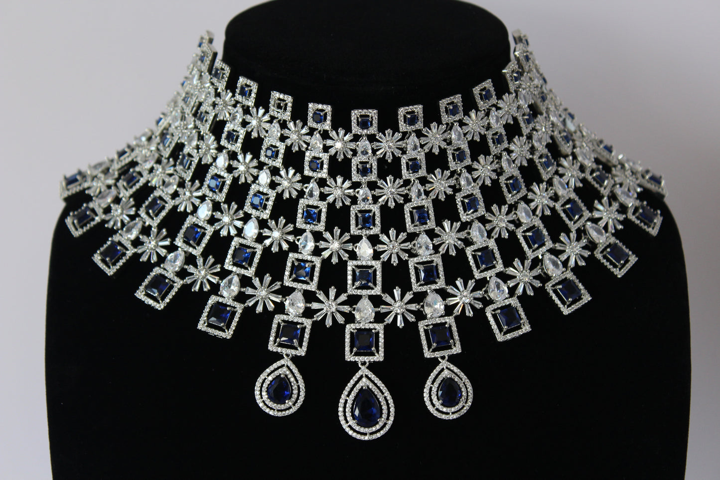 Celestial Blue American Diamond Set