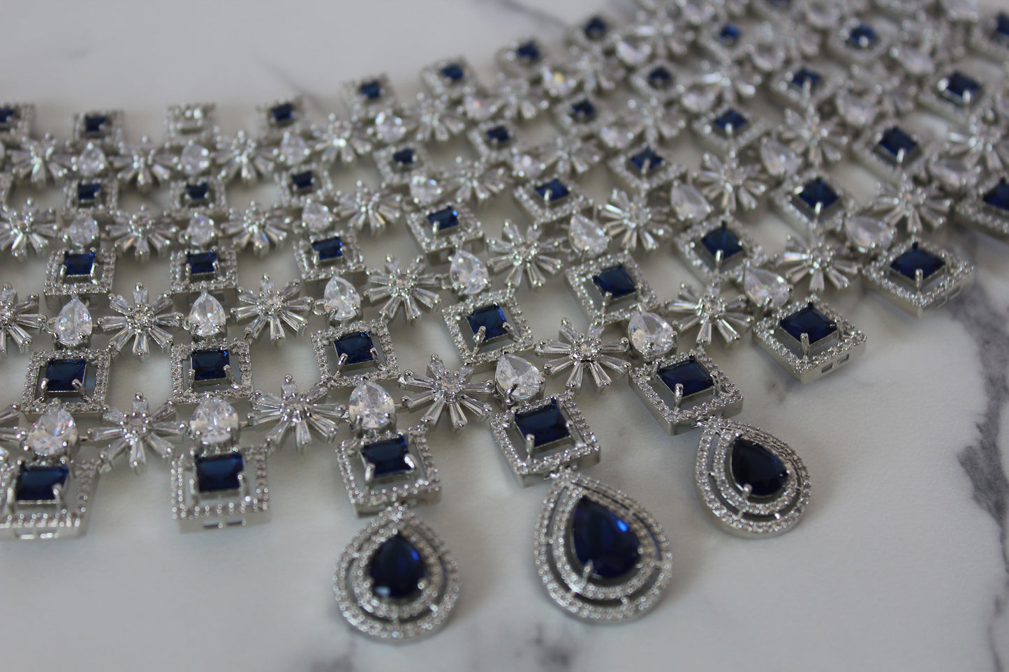 Celestial Blue American Diamond Set