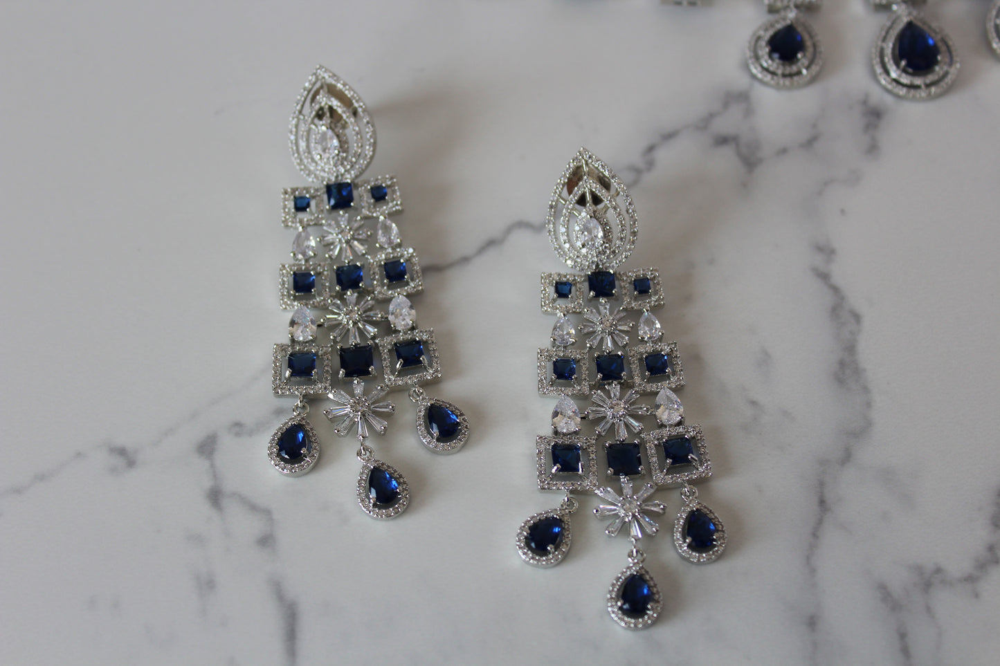 Celestial Blue American Diamond Set