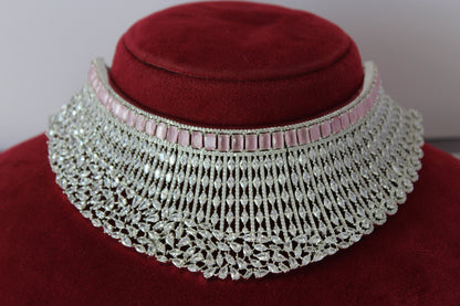 Dewdrop Pink American Diamond Set