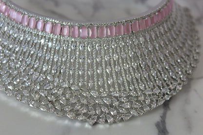 Dewdrop Pink American Diamond Set