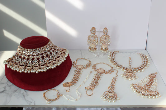 Rose Gold Radiance Meenakari 8-Piece Bridal Set