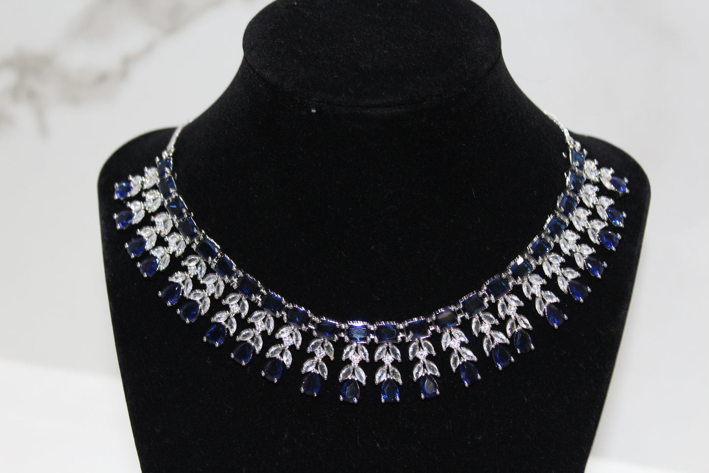 Lumina Royale American Diamond Set - Navy Blue