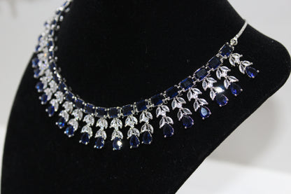 Lumina Royale American Diamond Set - Navy Blue