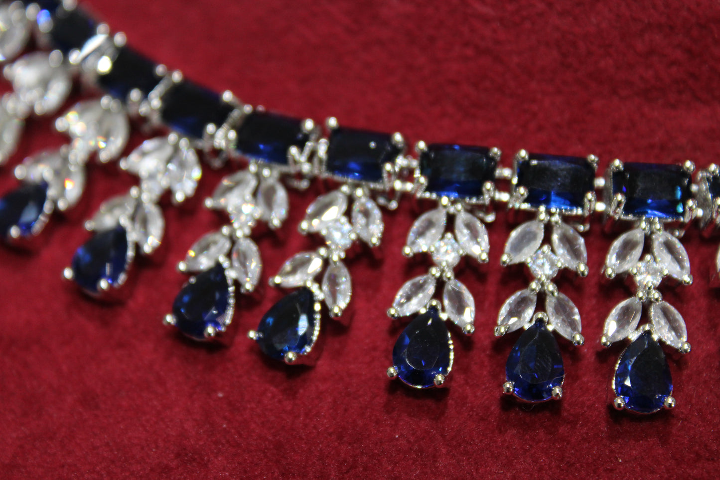 Lumina Royale American Diamond Set - Navy Blue