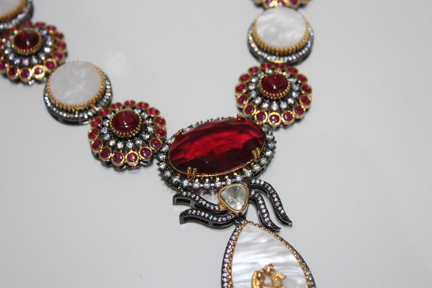 Royal Patiala Necklace Set - Ruby