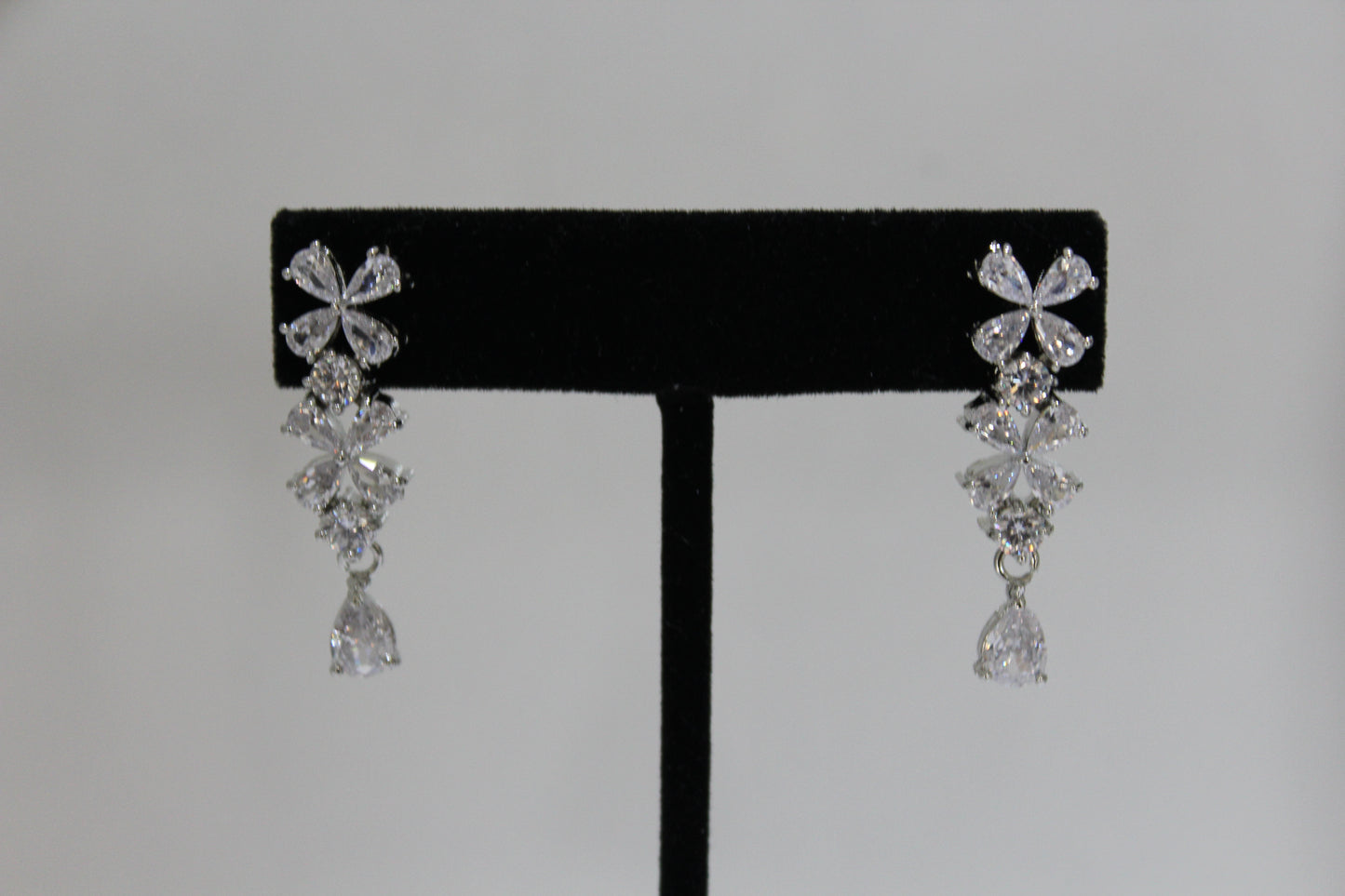 Crystal Petal American Diamond Set - Silver