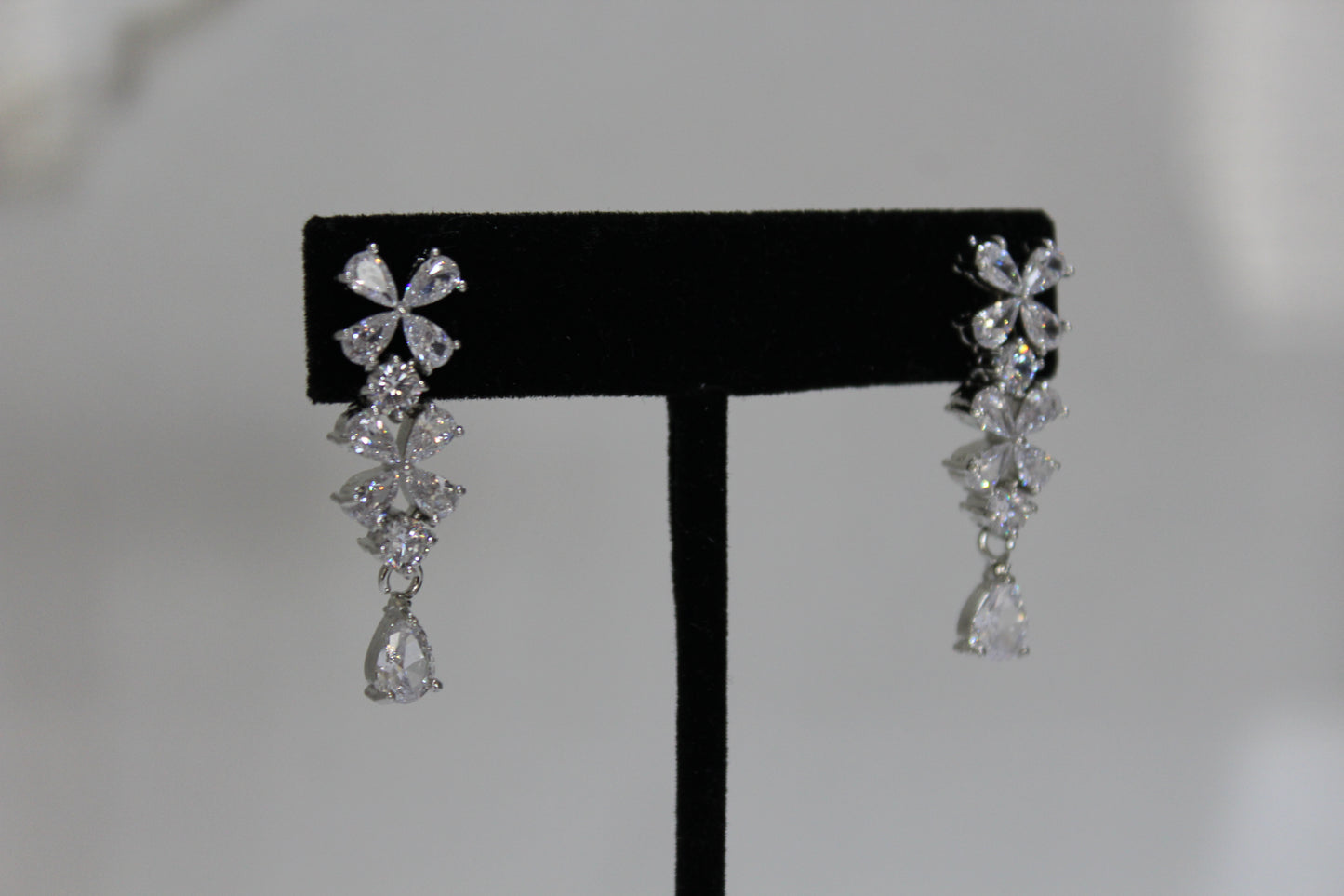 Crystal Petal American Diamond Set - Silver