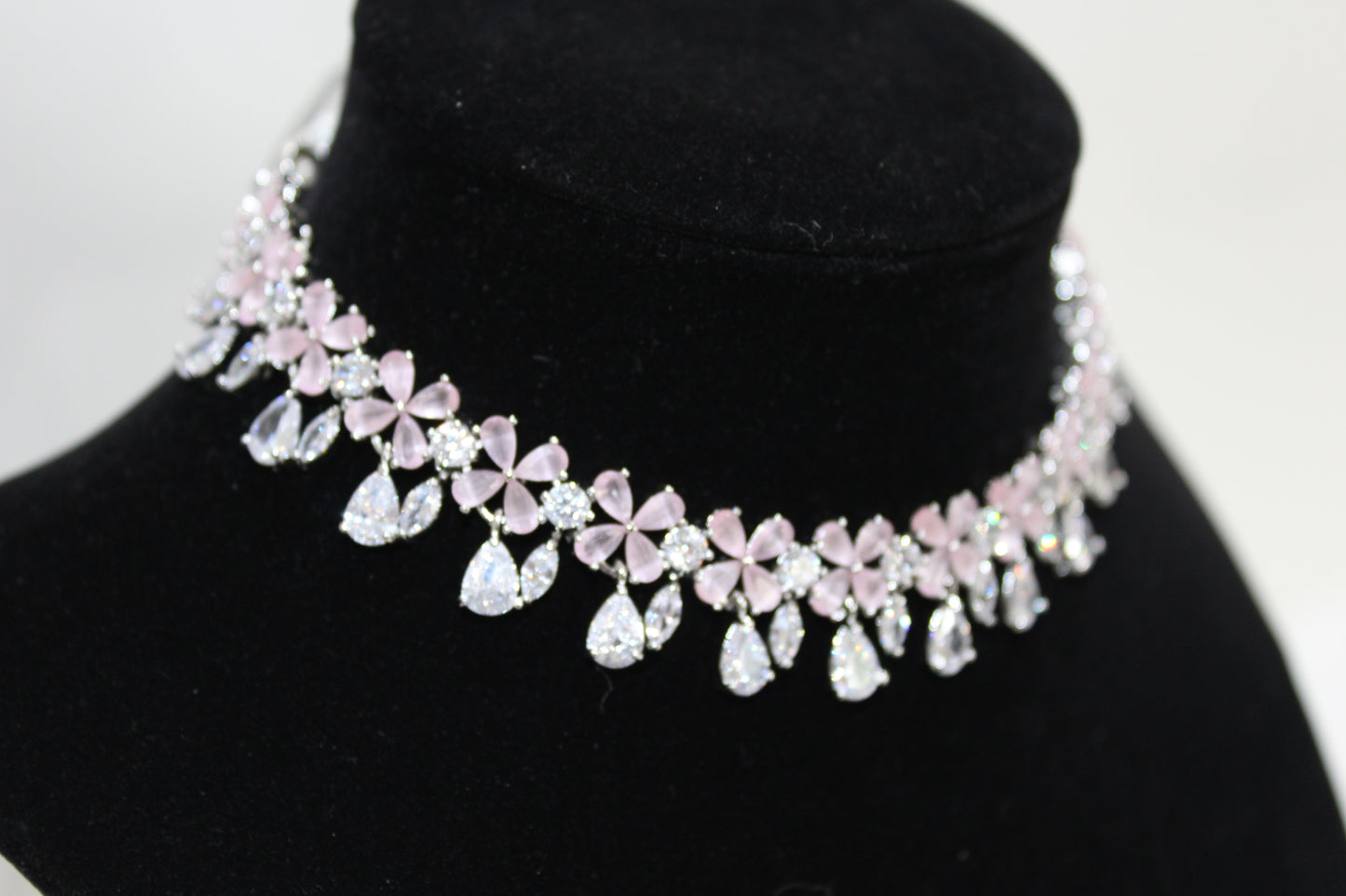 Crystal Petal American Diamond Set - Pink