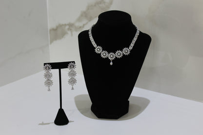 Flora American Diamond Set - Silver