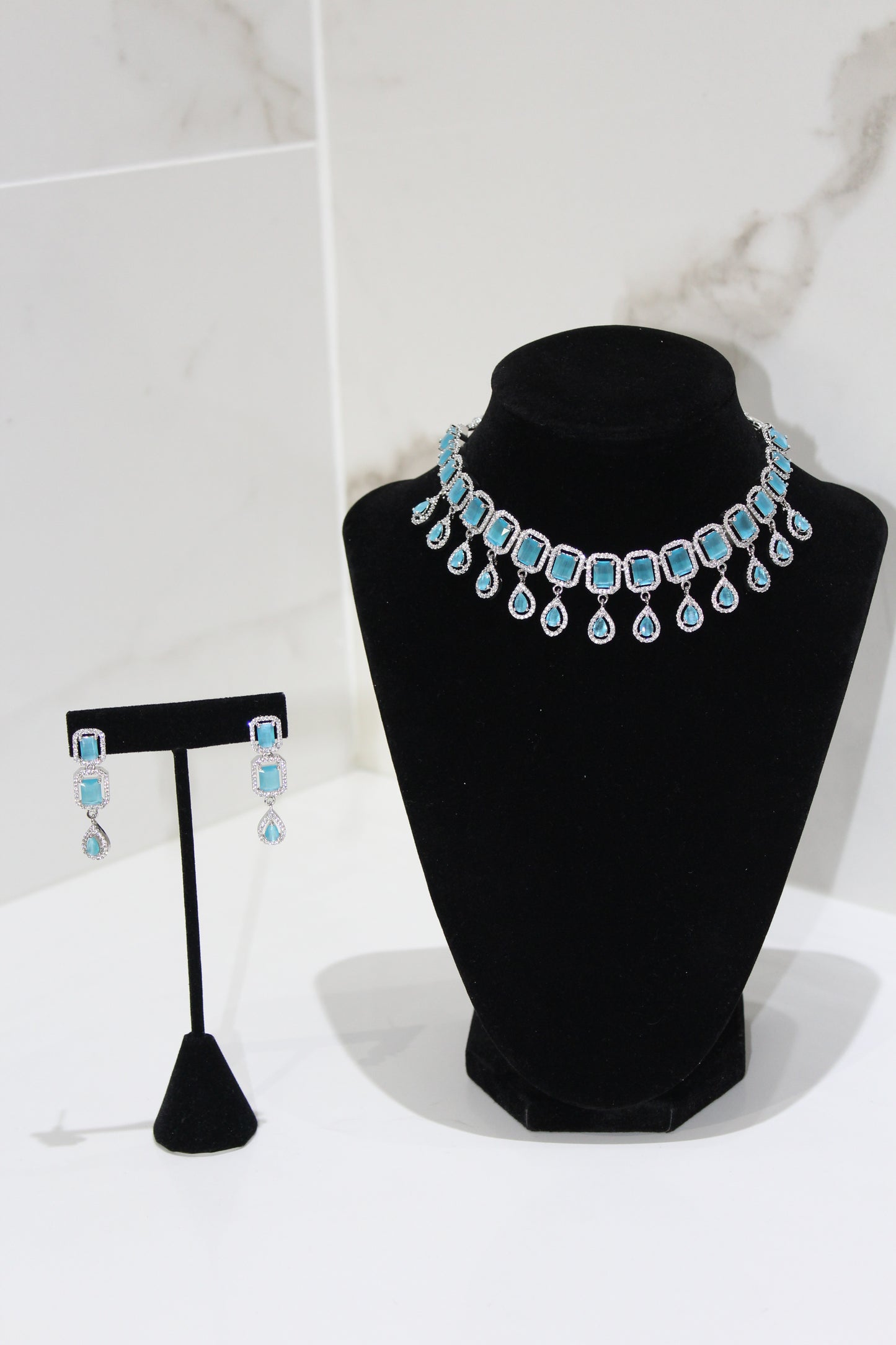 Icy Blue American Diamond Set